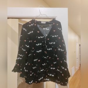 4OUR Dreamers boutique button up blouse with bird print